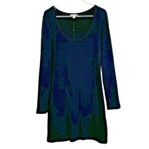 James Perse Dress Long Sleeve Womens Size  Medium Black Scoop Neck Thermal